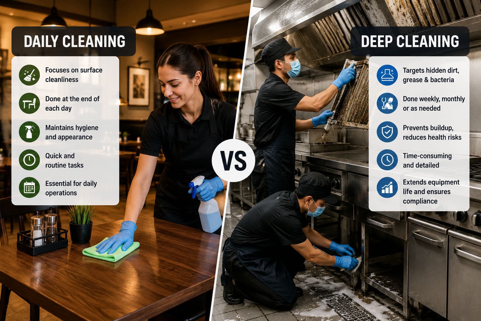 Restaurant Deep Cleaning vs Daily Cleaning Explained image